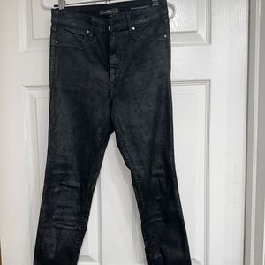 Blackened jeans with leatherlike finish- new